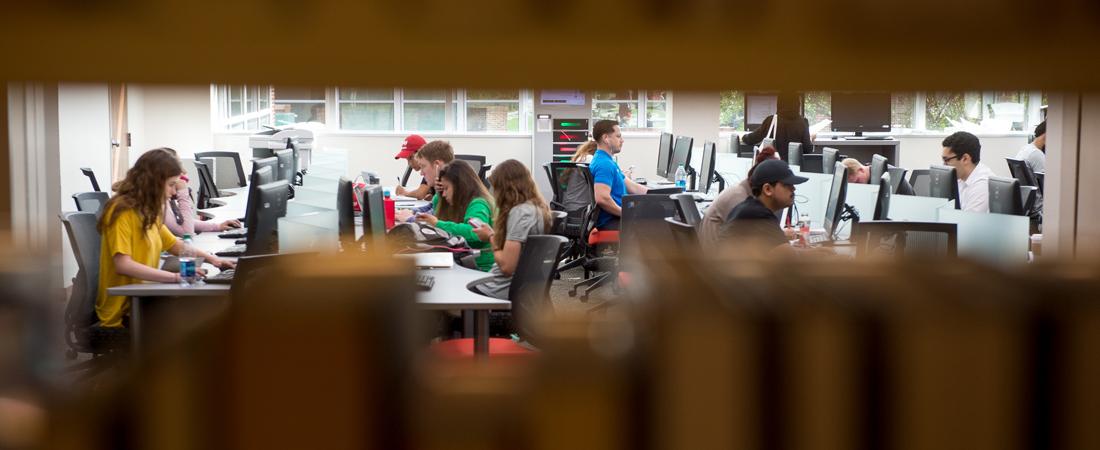 students studying at computer lab