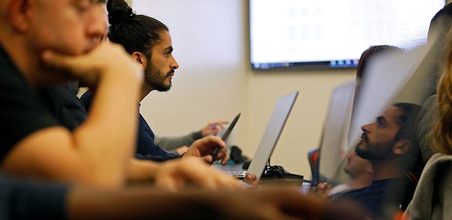 Student works at computer