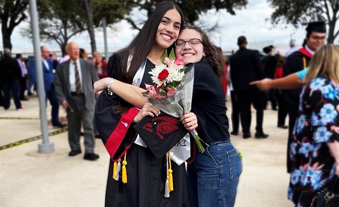 Garza and her sister attending her sister's graduation