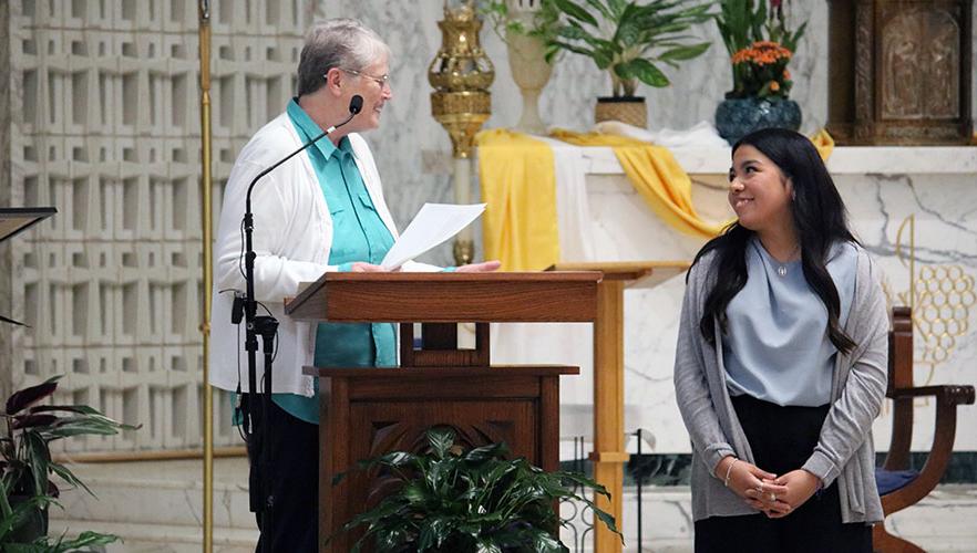 Kahli Villanueva and Sr. Walter Maher, CCVI